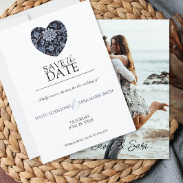Reserva La Fecha Indigo Meadow Floral Heart Save The Date Card