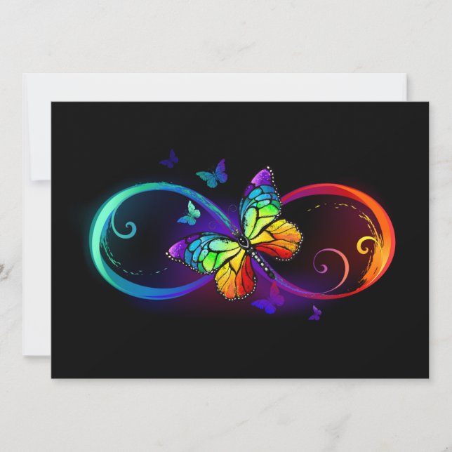 Reserva La Fecha Infinidad vibrante con mariposa arco iris sobre ne (Anverso)