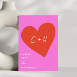 Reserva La Fecha Iniciales personalizadas de amor de corazón rojo r<br><div class="desc">Anuncie su día especial con esta tarjeta Save the Date de Iniciales del Corazón Negrita, con un corazón rojo vibrante sobre un fondo rosa brillante, personalizado con sus iniciales. Con una tipografía moderna y lúdica, esta carta marca el tono para una celebración divertida y romántica. Incluya la fecha, ubicación y...</div>
