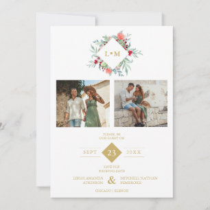 Reserva La Fecha Initials Floral Anagram 2 Photos Collage Elegant