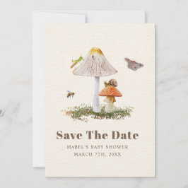 Reserva La Fecha Insect Mushroom Woodland Nature Baby Shower