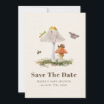 Reserva La Fecha Insect Mushroom Woodland Nature Baby Shower<br><div class="desc">La página de un libro de cuentos sobre la naturaleza inspirada en la ducha de bebé salva la fecha con el ilustracion de dos hongos rodeados de polilla,  abeja,  saltamontes y caracoles.</div>