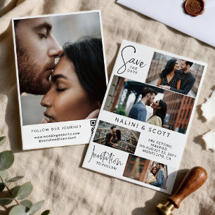 Reserva La Fecha Instantáneas de tipografía moderna Código QR Boda