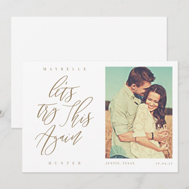 Reserva La Fecha Intentemos esta caligrafía y foto moderna de nuevo (Anverso / Reverso)