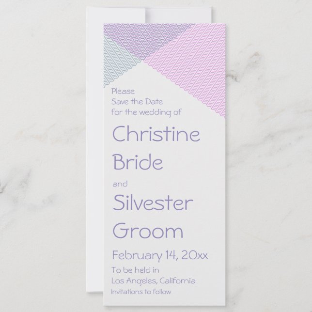 Reserva La Fecha Intersectar Chevrons, 4x9.25 guardar la fecha (Anverso)