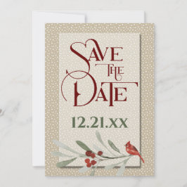 Reserva La Fecha Invierno simple con Boda cardinal