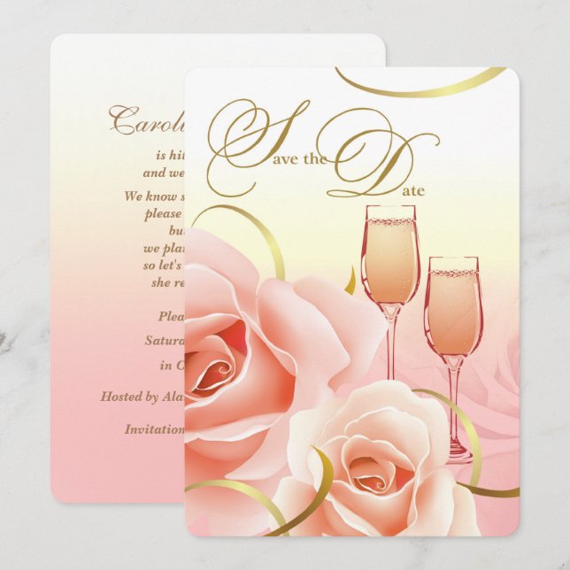 Reserva la fecha. Invitaciones de la fiesta de cum (Anverso / Reverso)