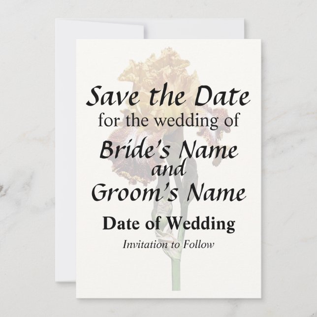 Reserva La Fecha Iris amarillo dorado y bronce (Anverso)