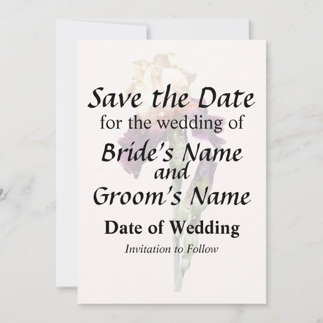 Reserva La Fecha Iris de crema y marrón y budos (Anverso)