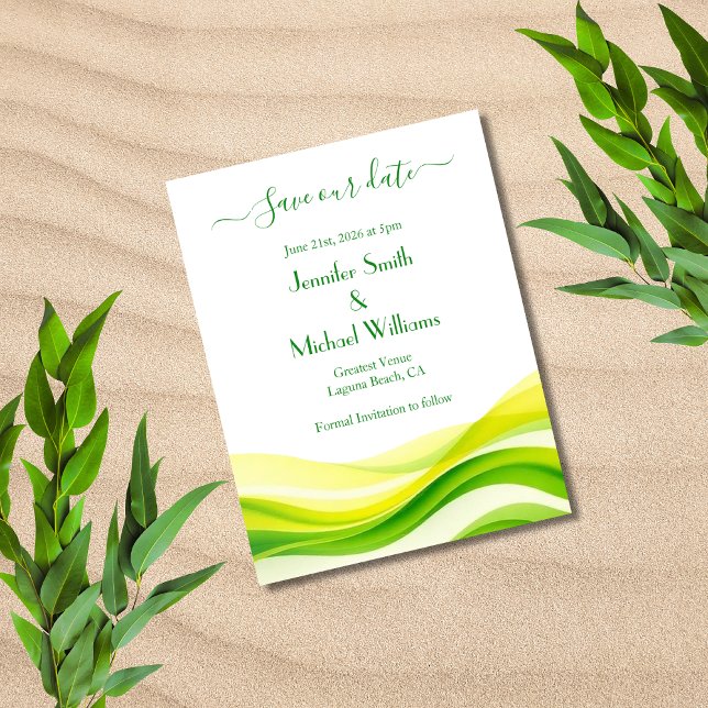Reserva La Fecha Isla Cítrico Verde (Island Citrus Green and Yellow Save The Date )