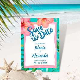Reserva La Fecha Isla Tropical Hibiscus Palm Boda