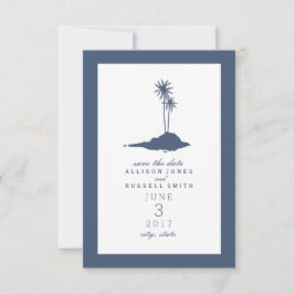 Reserva La Fecha Island Beach Wedding Save The Date - Azul oscuro