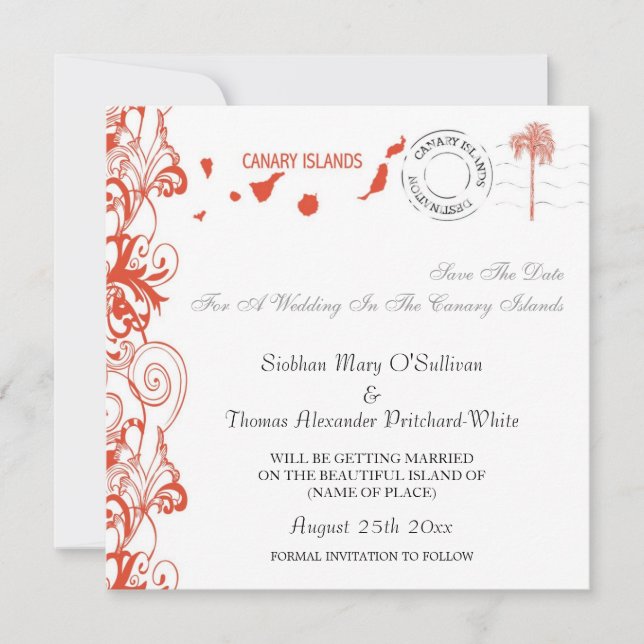 Reserva La Fecha Islas Canarias Guarde la Fecha (Anverso)