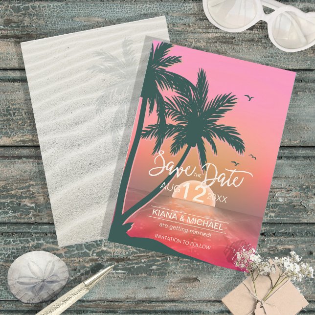 Reserva La Fecha Isle tropical Sunrise Boda Pink ID581 (Subido por el creador)