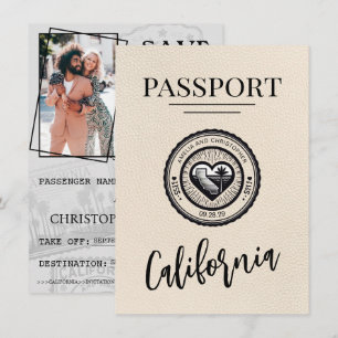 Reserva La Fecha Ivory California Passport Save the Date