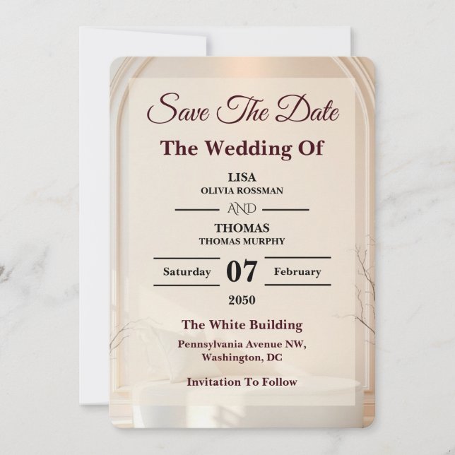 Reserva La Fecha Ivory Cloud Dancer Luxe Wedding Save The Date (Anverso)
