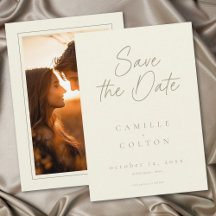 Ivory Cream Minimalist Wedding Photo