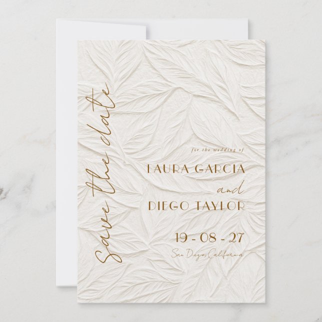Reserva La Fecha Ivory Floral Wedding Photo (Anverso)