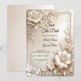 Reserva La Fecha Ivory Flowers Save the Date