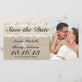 Reserva La Fecha Ivory Lace y Burlap Vintage Salven la fecha - Marf