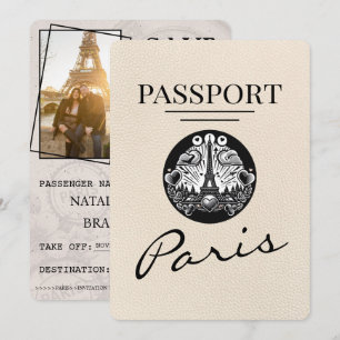 Reserva La Fecha Ivory Paris Passport Save the Date