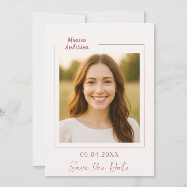 Reserva La Fecha Ivory rose gold photo birthday (Anverso)