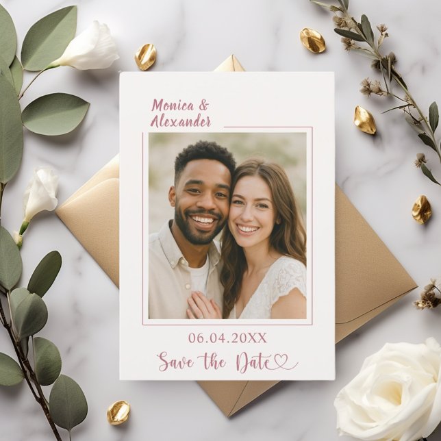 Reserva La Fecha Ivory rose gold photo wedding Save the Date (Subido por el creador)