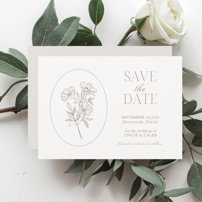 Reserva La Fecha Ivory & Sand | Chic Floral Wedding Save the Date (Subido por el creador)