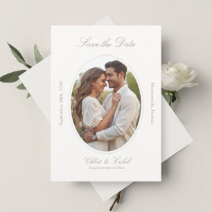 Reserva La Fecha Ivory & Sand   Chic Script Wedding Save The