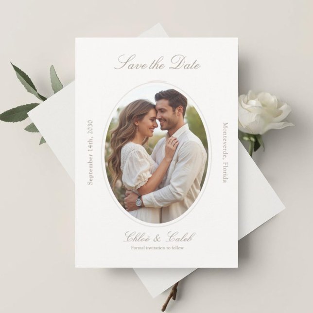 Reserva La Fecha Ivory & Sand | Chic Script Wedding Save The (Subido por el creador)