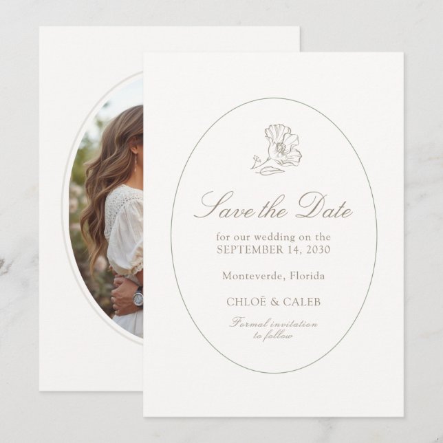 Reserva La Fecha Ivory & Sand | Guión de boda de pareja chic (Anverso / Reverso)