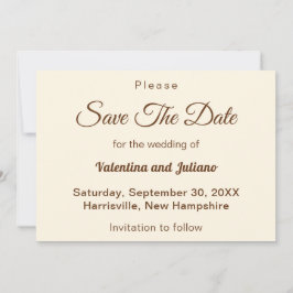 Reserva La Fecha Ivory With Brown Text Wedding Save The Date