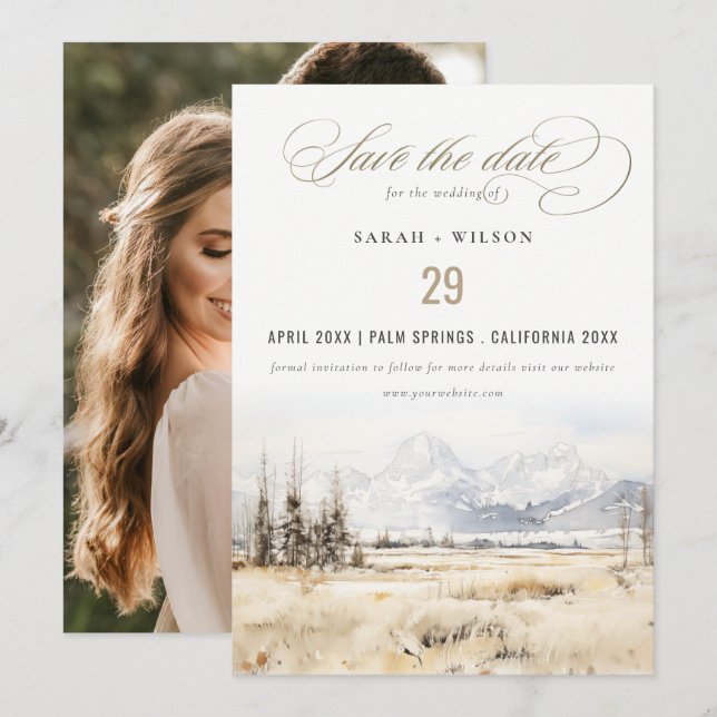 Reserva La Fecha Jackson Hole Wyoming Landscape Wedding Photo (Anverso / Reverso)