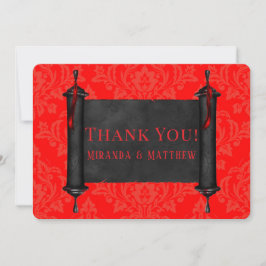 Reserva La Fecha Japón Desplazarse Red Black Damask Gracias Cartas