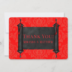 Reserva La Fecha Japón Desplazarse Red Black Damask Gracias Cartas