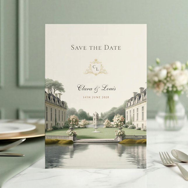 Reserva La Fecha Jardín Atemporal | Boda con Monograma de Château F (Subido por el creador)