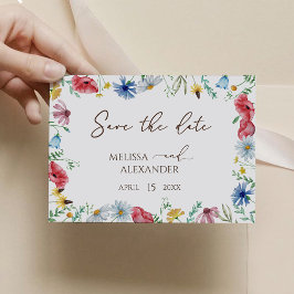Reserva La Fecha Jardín boho de flores silvestres horizontal Save T