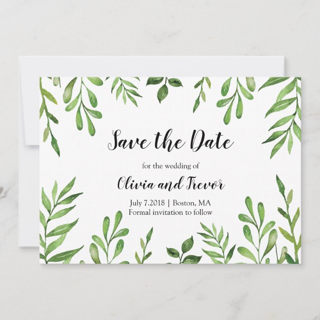 Reserva La Fecha Jardín Botánico Acuarela Verde Hojas verdes (Anverso)