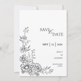 Reserva La Fecha Jardín Botánico de Daisys en Blanco y Negro para B