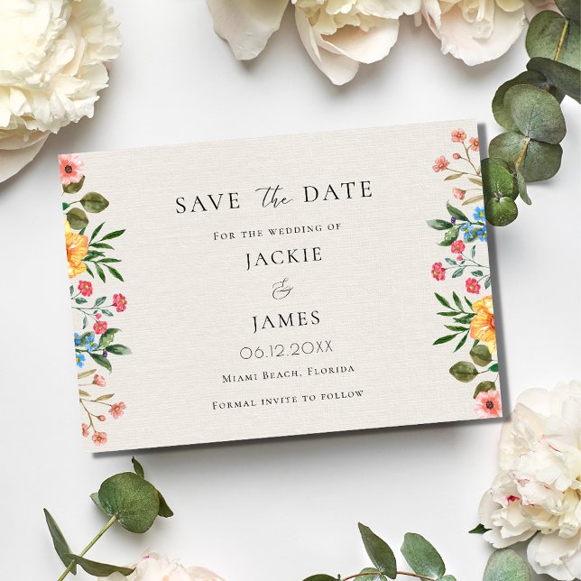 Reserva La Fecha Jardín de flores silvestres boda floral (Wildflowers Garden Floral Wedding Save The Date)