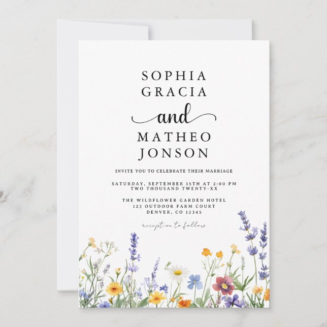 Reserva La Fecha Jardín de flores silvestres boho elegante (Anverso)