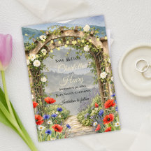 Jardín de flores silvestres pérgola rústica boda a