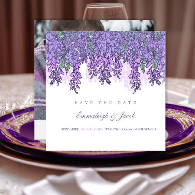 Reserva La Fecha Jardín de la Wisteria Romántico Púrpura Salvar la  (Subido por el creador)