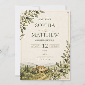 Reserva La Fecha Jardín de Olivos Toscano Boda Save The Date | Ital