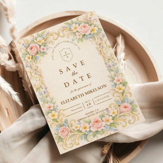 Reserva La Fecha Jardín de Pastel Barroco Quinceañera