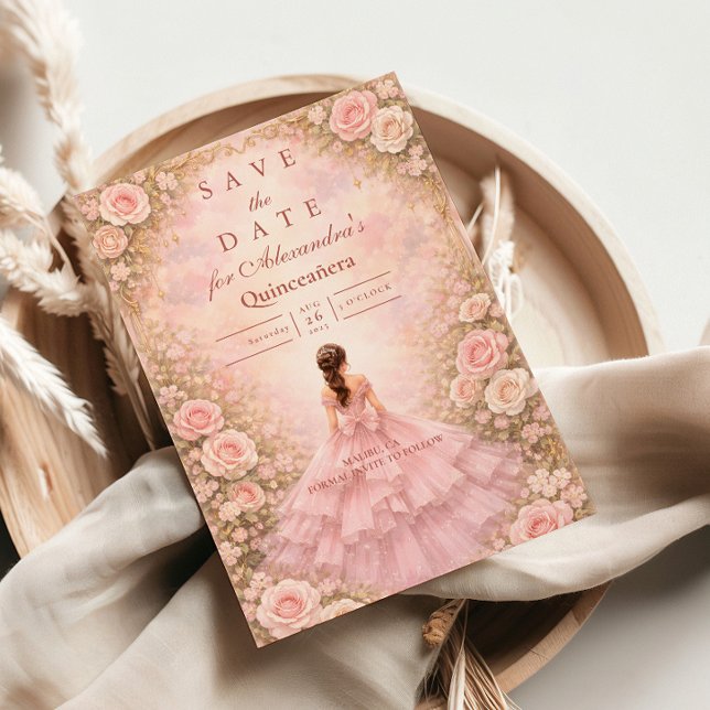 Reserva La Fecha Jardín de Rosas Rosadas Quinceañera (Subido por el creador)