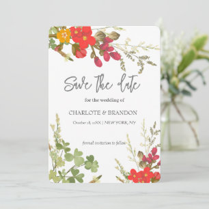 Reserva La Fecha Jardín Floral de Verano Flores Silvestres Boda 
