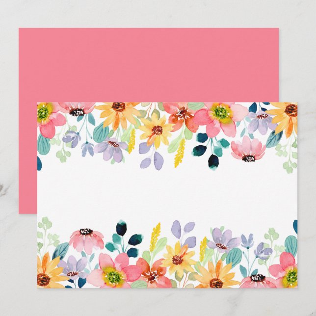 Reserva La Fecha Jardín Floral en Blanco Personalizado (Anverso / Reverso)
