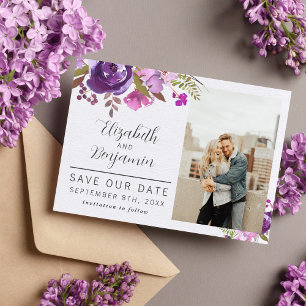 Reserva La Fecha Jardín Floral Violeta Púrpura Lavanda Guardar la F