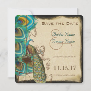 Reserva La Fecha Jaula de pavo real musical Save the Date de pluma